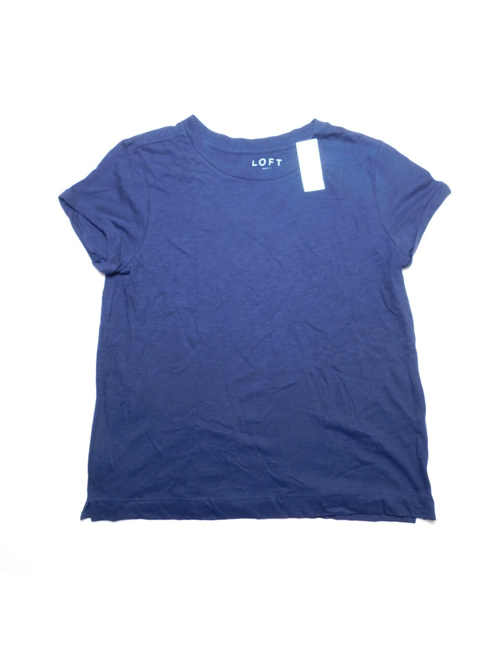 LOFT Everyday Crew Tee Shirt Womens Medium M Navy Blue Solid Short Sleeve NWT
